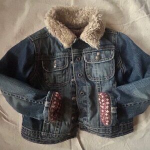 GAP BABY TODDLER CHILD GIRL DISTRESSED WOOL LINED JEAN JACKET SIZE 4 EUC